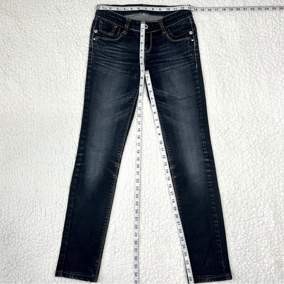 Et Boite Women's Blue Denim Jeans Embroidered Low Rise Skinny Leg Stretch Size M - Picture 6 of 6